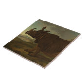 サイ（サイ）（野生動物）(J.B. Oudry) タイル (側面)