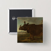 サイ（サイ）（野生動物）(J.B. Oudry) 缶バッジ (正面&裏面)