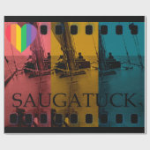 サウガタックミシガンセーリングレインボーヴィンテージ ラッピングペーパー (フラット)