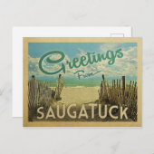 サウガトックビーチヴィンテージトラベル ポストカード (正面/裏面)