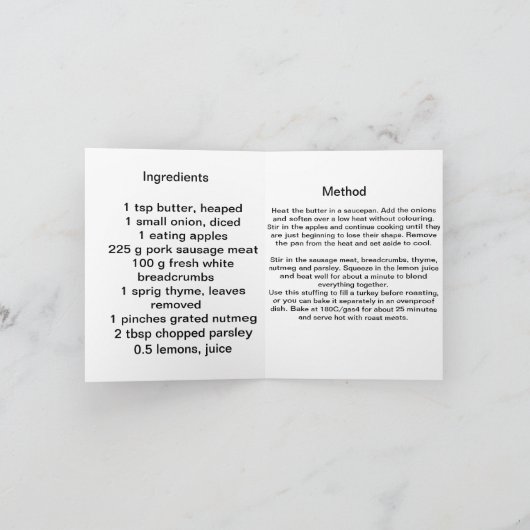 サウサジェミートスタッフィングレシピカード シーズンカード (内部)