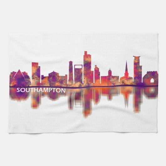 サウサンプトンイングランドスカイライン キッチンタオル (横)