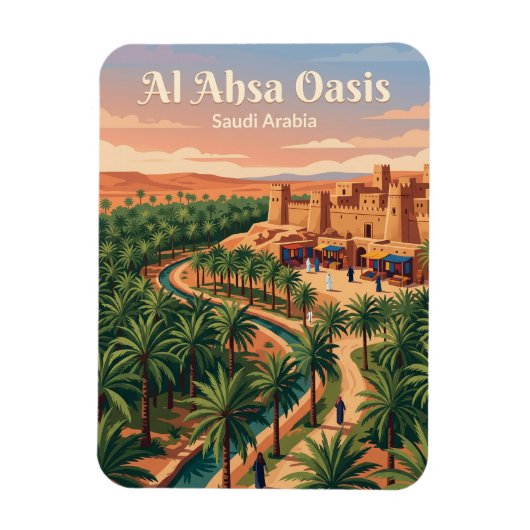 サウジアラビアのアルアフサー・オアシス マグネット (縦)