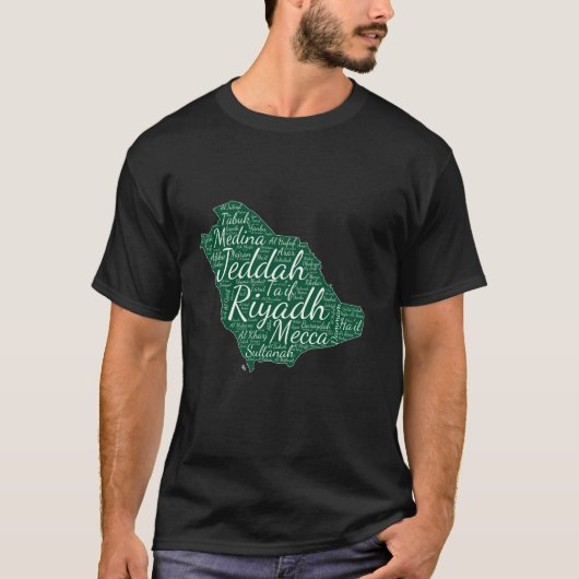 サウジアラビアのタイ専攻のポグラフィ地図，都市，国旗c tシャツ (正面)
