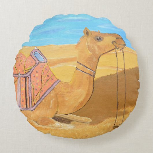 サウジアラビアのラクダの枕 ラウンドクッション (正面)