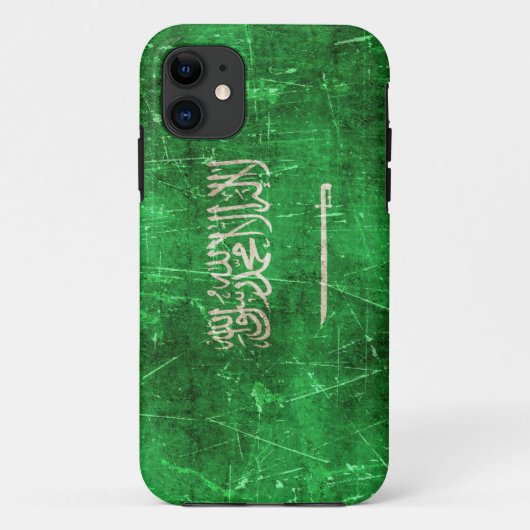 サウジアラビアのヴィンテージの老化させ、傷付けられた旗 Case-Mate iPhoneケース (裏面)