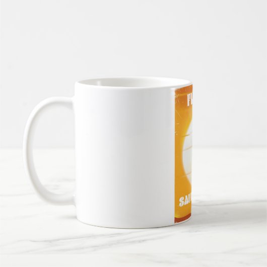 サウジアラビアのヴィンテージ旅行ポスターに飛ぶ コーヒーマグカップ (左)