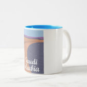 サウジアラビアのヴィンテージ旅行ポスター ツートーンマグカップ (正面右)
