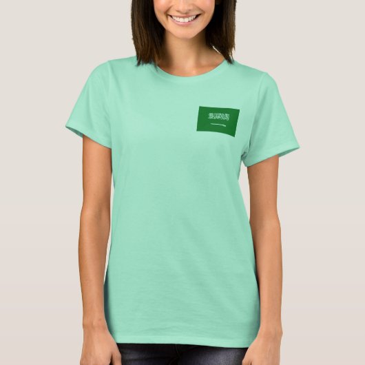 サウジアラビアの旗と地図のTシャツ Tシャツ (正面)