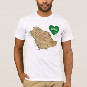 サウジアラビアの旗のハートおよび地図のTシャツ Tシャツ (正面)