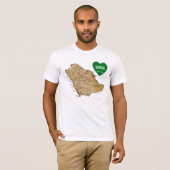 サウジアラビアの旗のハートおよび地図のTシャツ Tシャツ (正面フル)