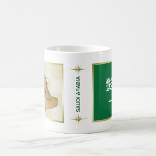 サウジアラビアの旗 + 地図のマグ コーヒーマグカップ