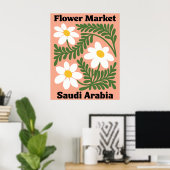 サウジアラビアの花市場 白いデイジーの壁 ポスター (ホームオフィス)