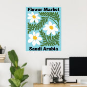 サウジアラビアの花市場 白いデイジーの壁 ポスター (ホームオフィス)