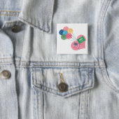 サウジアラビア人アメリカの正方形のpinbackボタン 缶バッジ (インサイチュ)