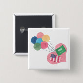 サウジアラビア人アメリカの正方形のpinbackボタン 缶バッジ (正面&裏面)