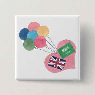 サウジアラビア人イギリスの正方形のpinbackボタン 缶バッジ