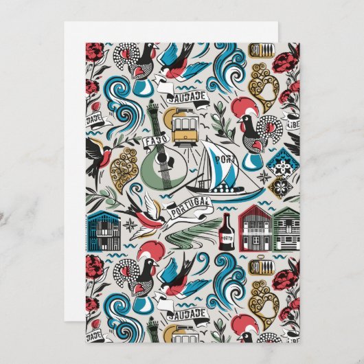 サウジアラビア人気がある//ポルトガルのモチーフ サンキューカード (正面/裏面)