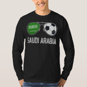 サウジアラビア国旗とサッカーサングラスサウジファン Tシャツ