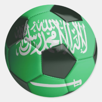 サウジアラビア国旗のサッカーボール ラウンドシール