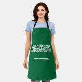 サウジアラビア国旗 エプロン (着用した状態)