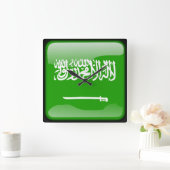 サウジアラビア国旗 スクエア壁時計 (ホーム)