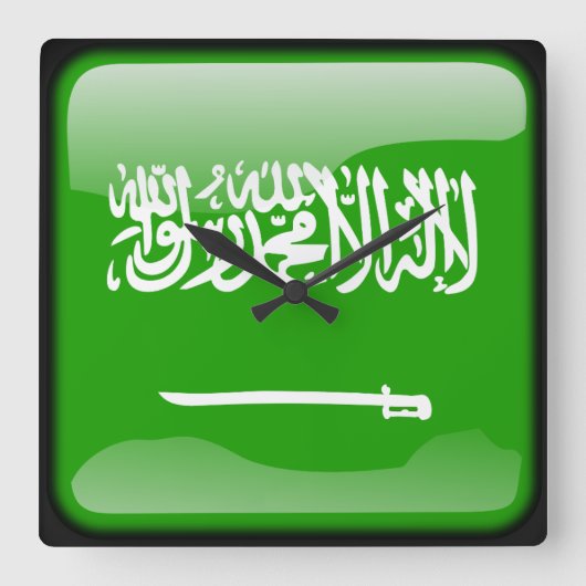 サウジアラビア国旗 スクエア壁時計 (正面)
