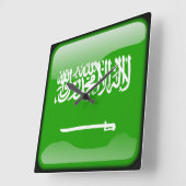 サウジアラビア国旗 スクエア壁時計 (傾斜)