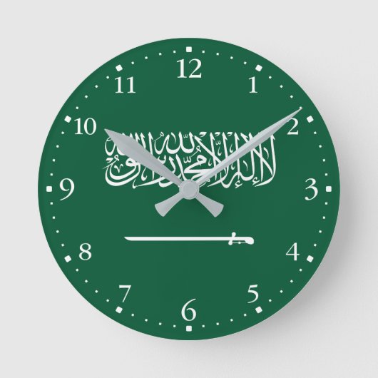 サウジアラビア国旗 ラウンド壁時計 (正面)