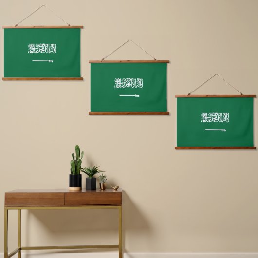 サウジアラビア国旗 吊り下げ型タペストリー (非対称)