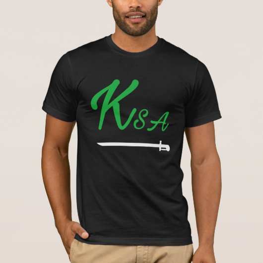 サウジアラビア王国のKsa緑の白いシンボル Tシャツ (正面)
