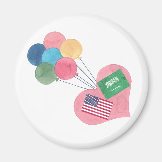 サウジアラビア系アメリカのラウンドマグネット マグネット (正面)