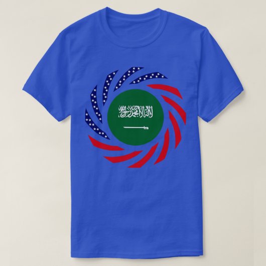 サウジアラビア系アメリカ多国籍愛国国旗 Tシャツ (デザイン正面)