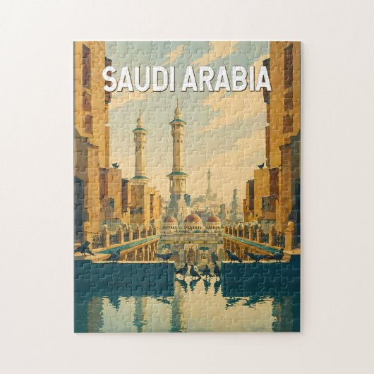サウジアラビア イラスト 旅行 アート ヴィンテージ ジグソーパズル (縦)