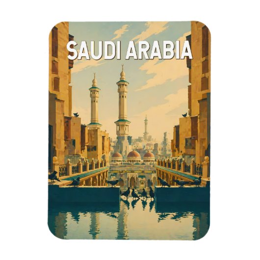 サウジアラビア イラスト 旅行 アート ヴィンテージ マグネット (縦)