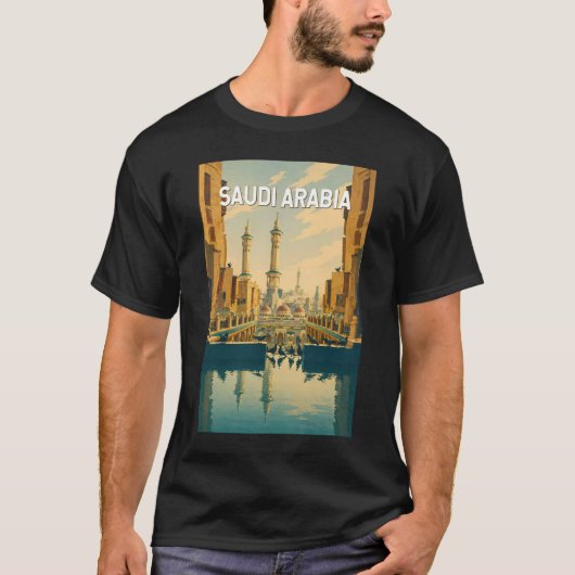 サウジアラビア イラスト 旅行 アート ヴィンテージ Tシャツ (正面)