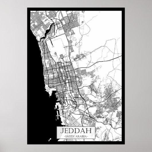 サウジアラビア ジェッダの地図 ポスター (正面)