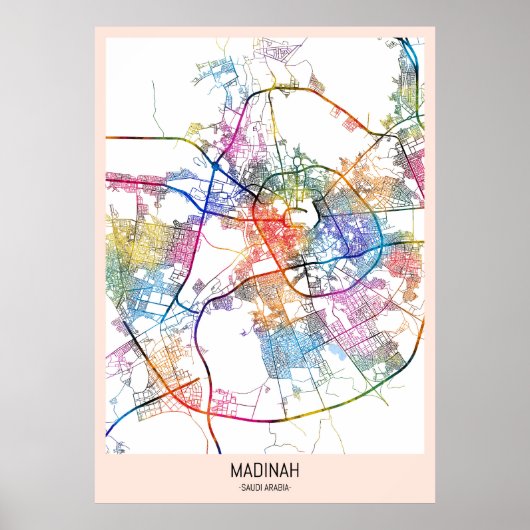 サウジアラビア マディーナ市地図 ポスター (正面)