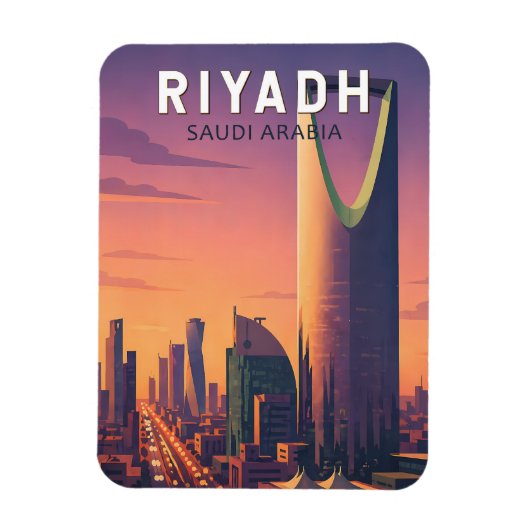 サウジアラビア リヤド イラスト 旅行 アート レトロ マグネット (縦)