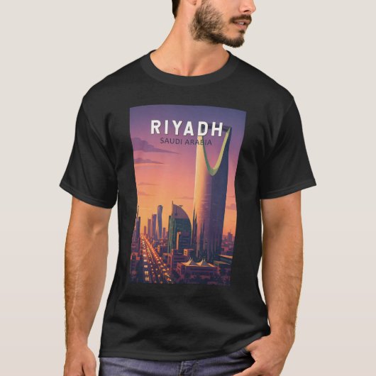サウジアラビア リヤド イラスト 旅行 アート レトロ Tシャツ (正面)