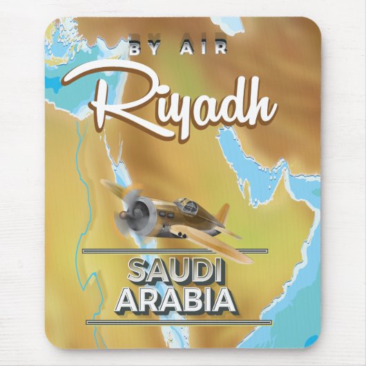 サウジアラビア リヤド ヴィンテージ 旅行ポスター マウスパッド (正面)