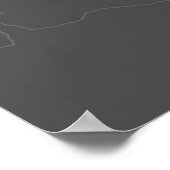 サウジアラビア、リヤド(黒地に白) ポスター (角)