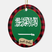 サウジアラビア、レッドバッファロー・プレイド&サウジアラビア国旗 セラミックオーナメント (左)