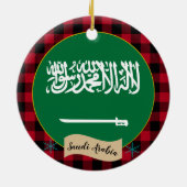 サウジアラビア、レッドバッファロー・プレイド&サウジアラビア国旗 セラミックオーナメント (裏面)