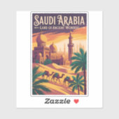 サウジアラビア 砂漠 イラスト 旅行 アート レトロ シール (シート)