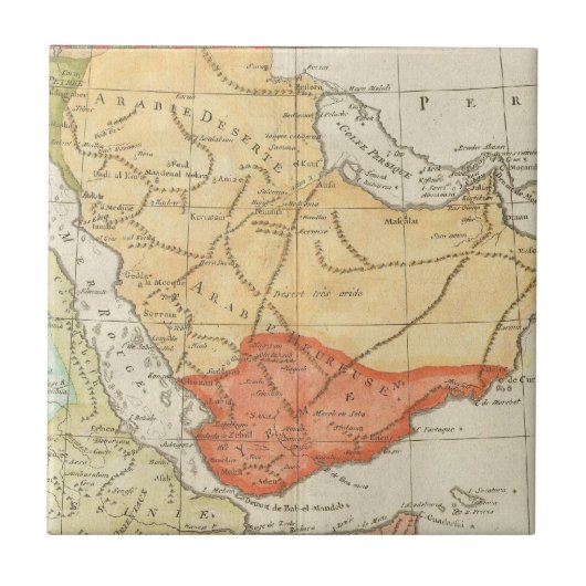 サウジアラビア(1780年)のヴィンテージの地図 タイル (正面)