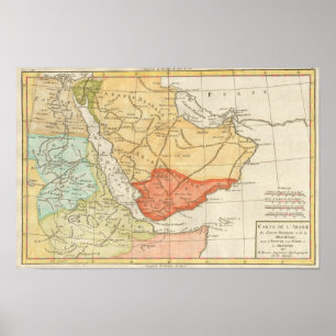 サウジアラビア(1780年)のヴィンテージの地図 ポスター