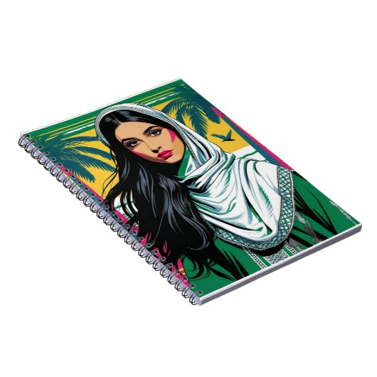 「サウジポップ・アートのクィーンはっきりした伝統芸術 ノートブック (右側)