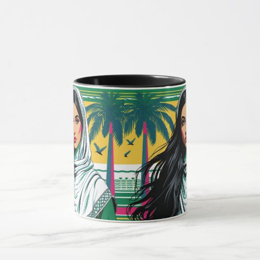 「サウジポップ・アートのクィーンはっきりした伝統芸術 マグカップ (中央)