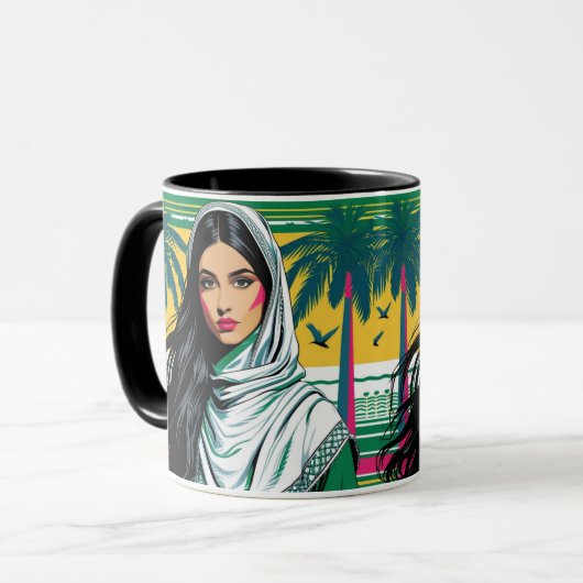 「サウジポップ・アートのクィーンはっきりした伝統芸術 マグカップ (正面左)